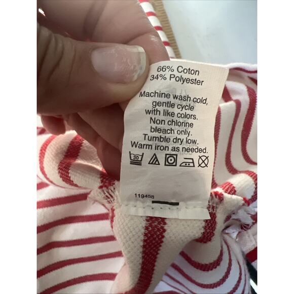 J Crew Cap Sleeve Mini Shirt Dress Tunic Nautical Red White Stripes Small beach - Picture 9 of 10